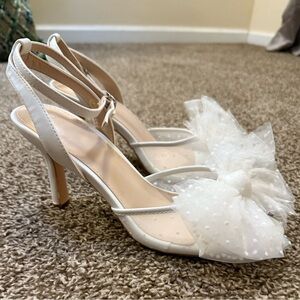 Amazon White Heels with Tulle Bow